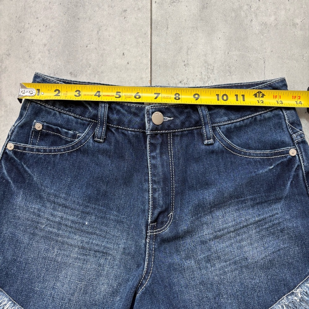 NEW HABITUAL Kid Mid Rise Fringe Jean Short Girl's 14 Zip Blue Fly Snap Closure - Picture 6 of 7